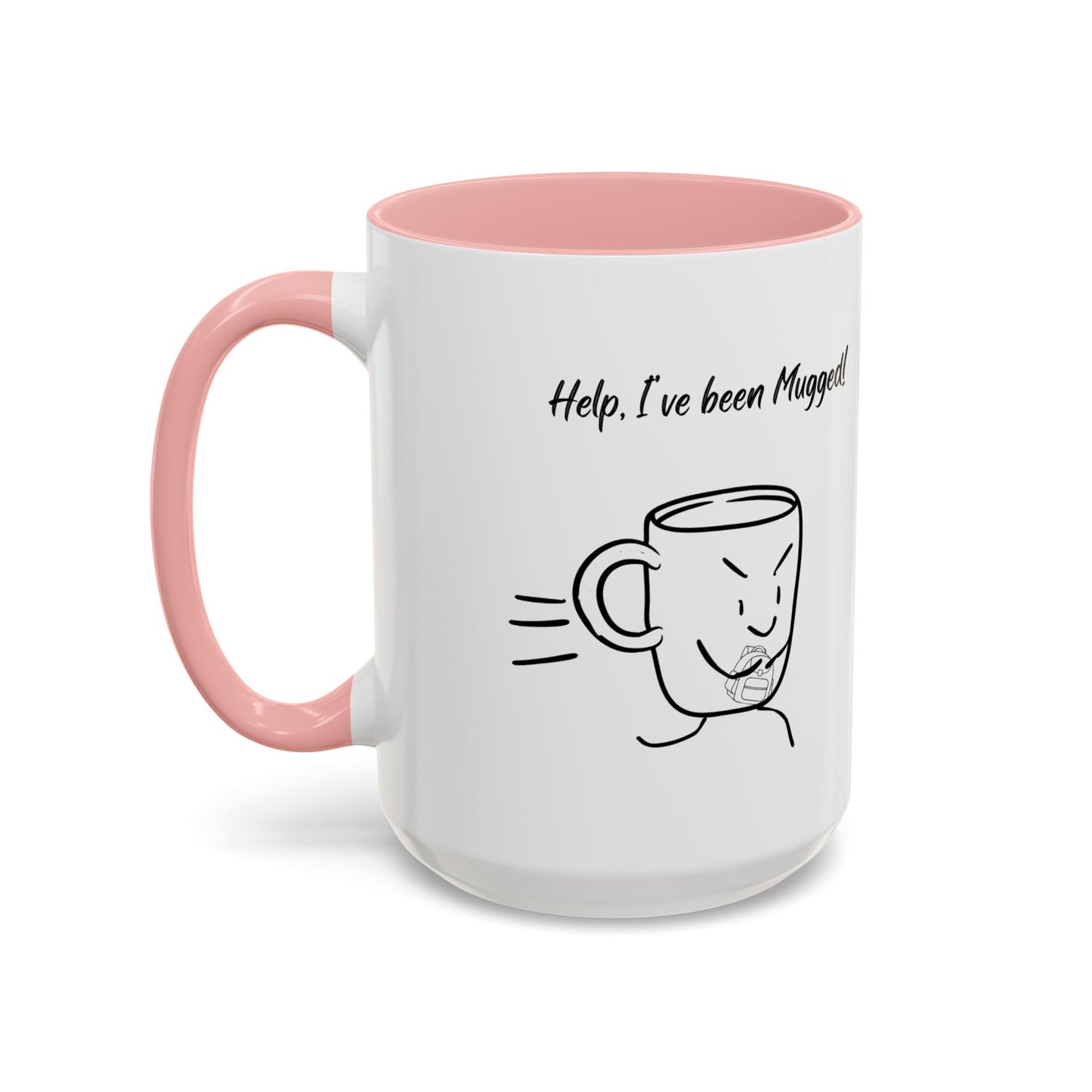 Mug — "Help, I’ve Been Mugged!" Funny Coffee Mug, Black Accent Ceramic Cup (11/15oz)