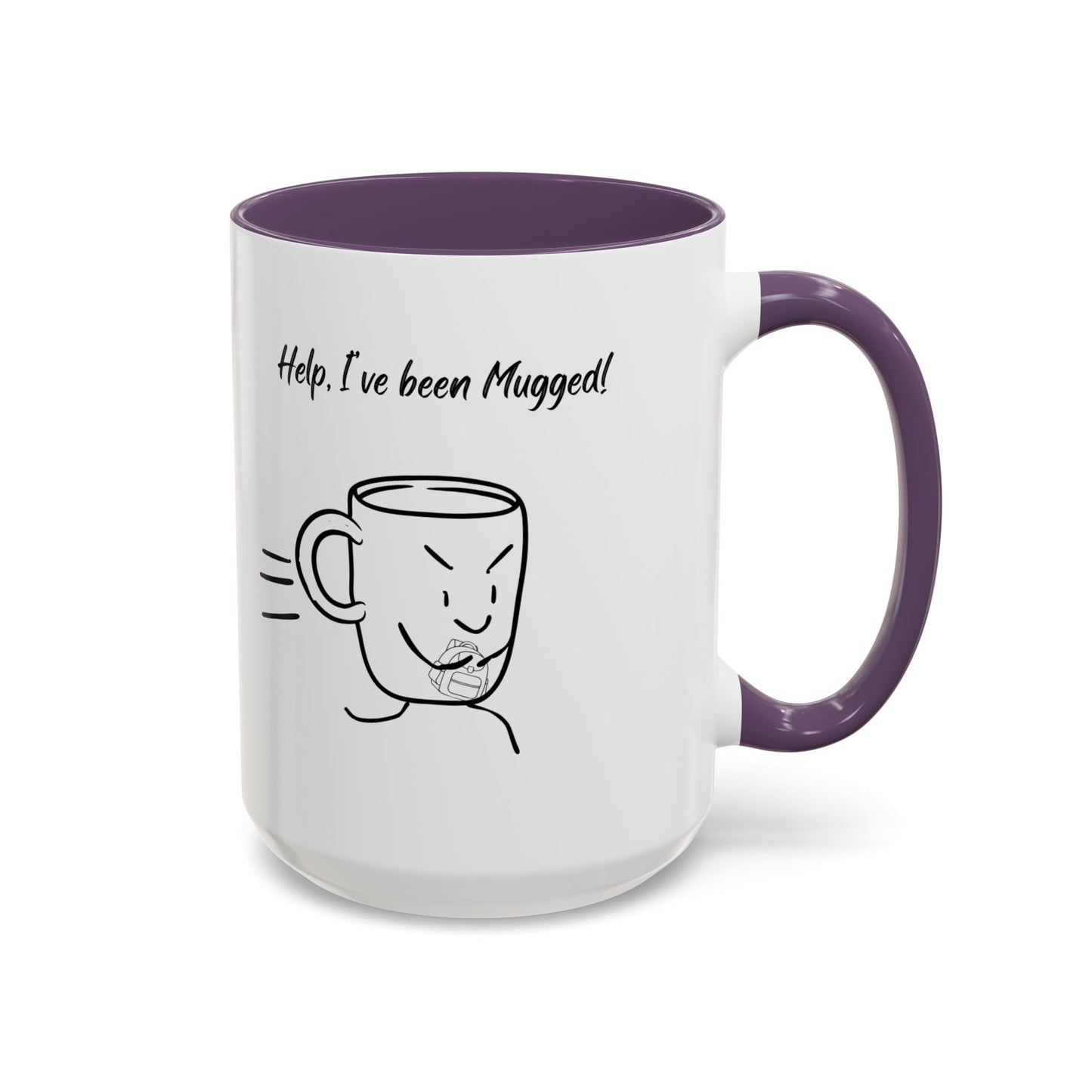 Mug — "Help, I’ve Been Mugged!" Funny Coffee Mug, Black Accent Ceramic Cup (11/15oz)