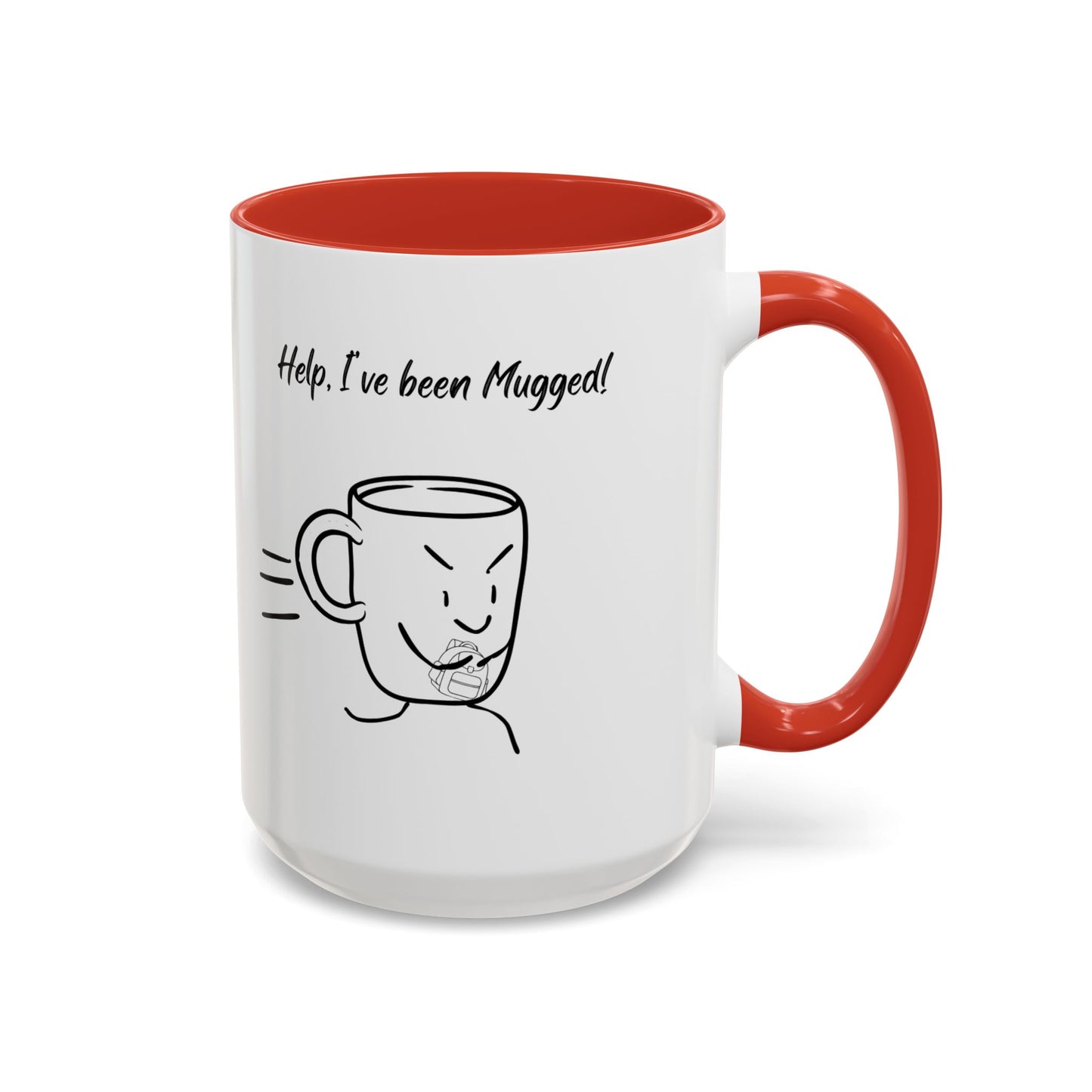 Mug — "Help, I’ve Been Mugged!" Funny Coffee Mug, Black Accent Ceramic Cup (11/15oz)