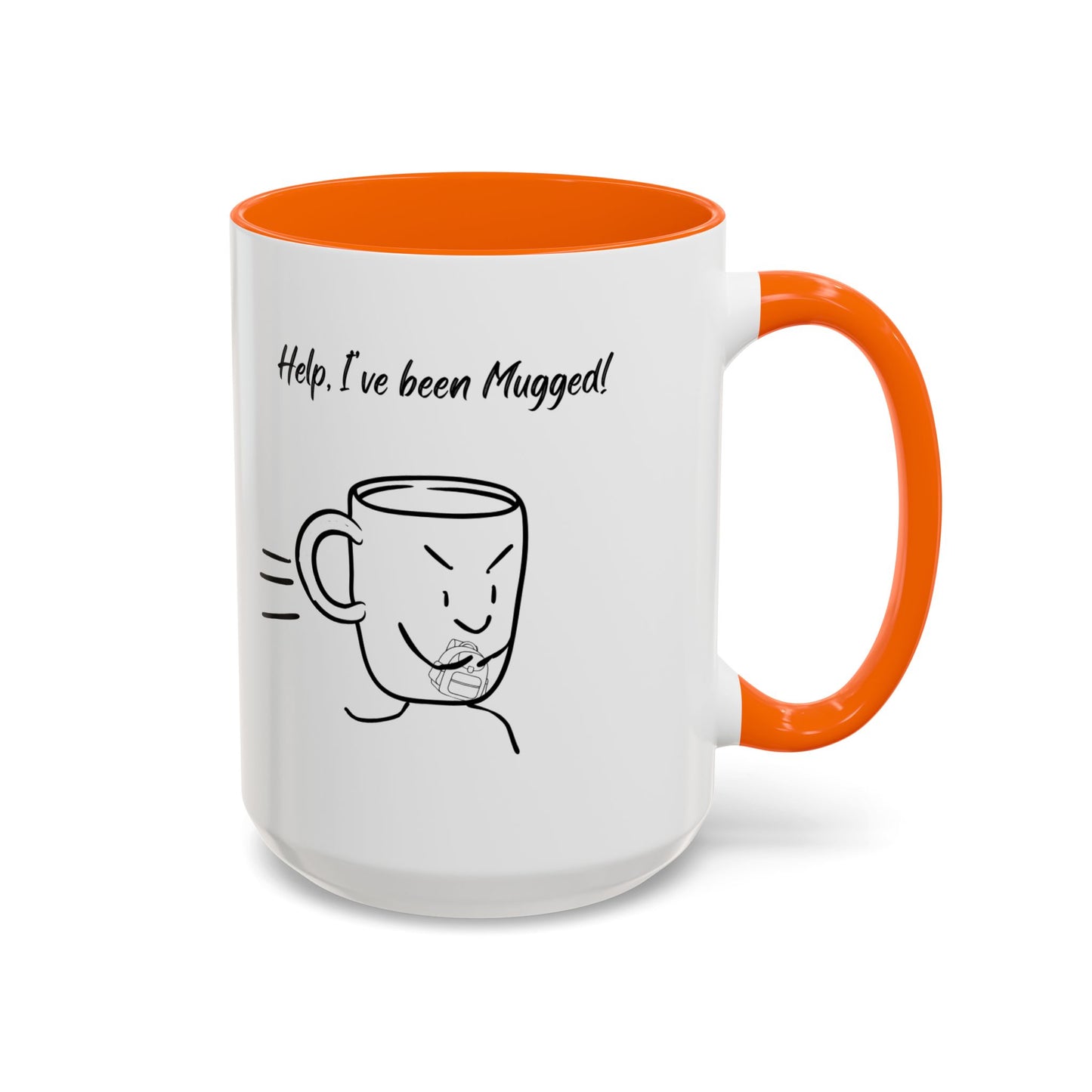 Mug — "Help, I’ve Been Mugged!" Funny Coffee Mug, Black Accent Ceramic Cup (11/15oz)