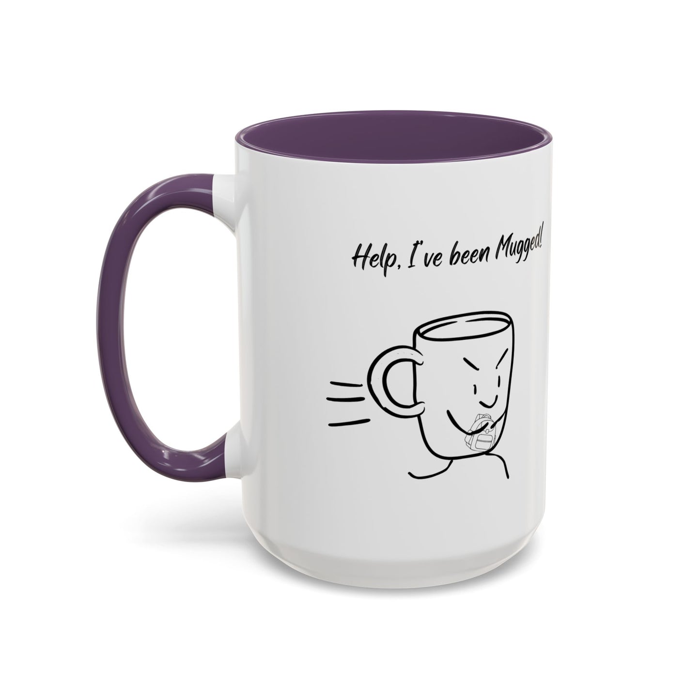 Mug — "Help, I’ve Been Mugged!" Funny Coffee Mug, Black Accent Ceramic Cup (11/15oz)