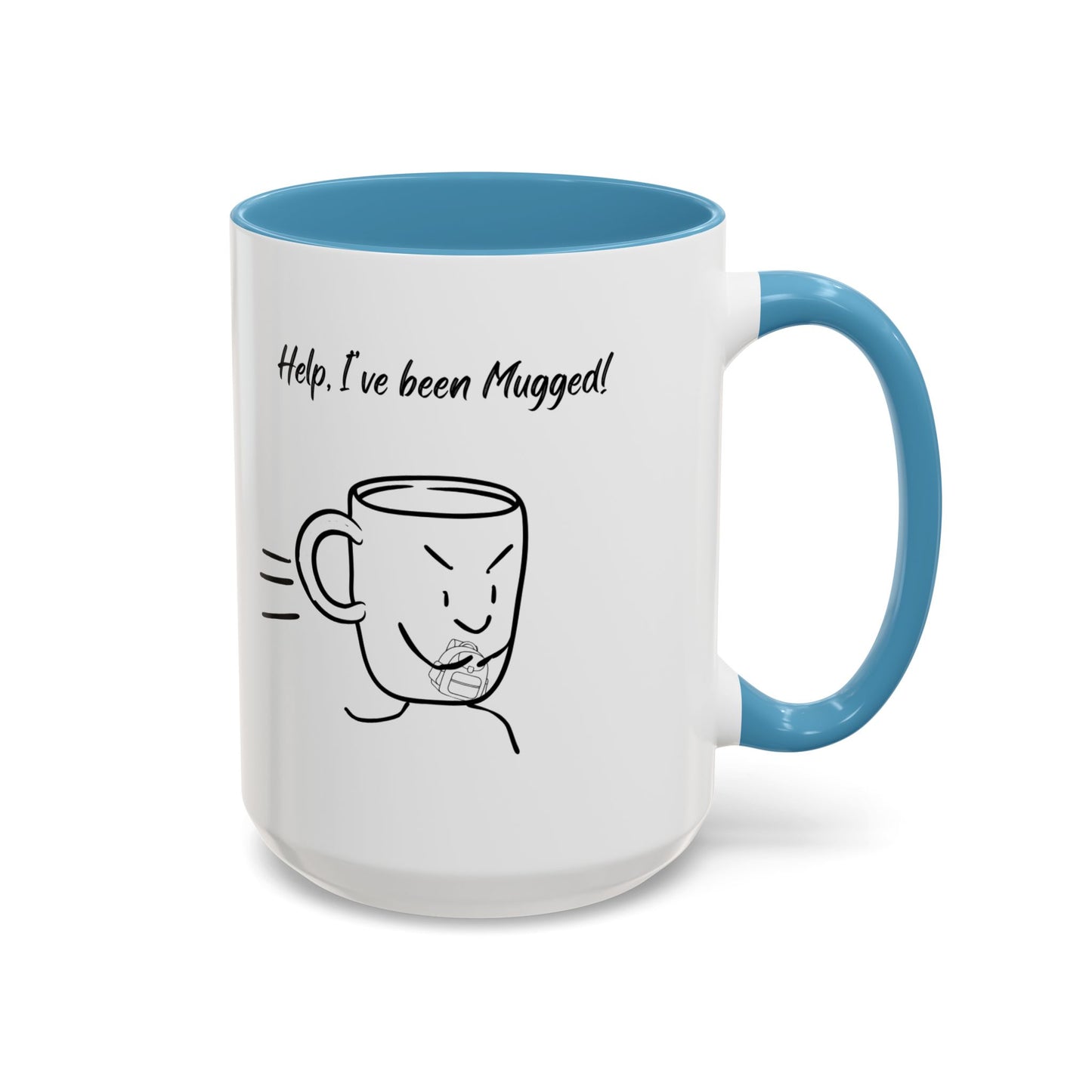 Mug — "Help, I’ve Been Mugged!" Funny Coffee Mug, Black Accent Ceramic Cup (11/15oz)