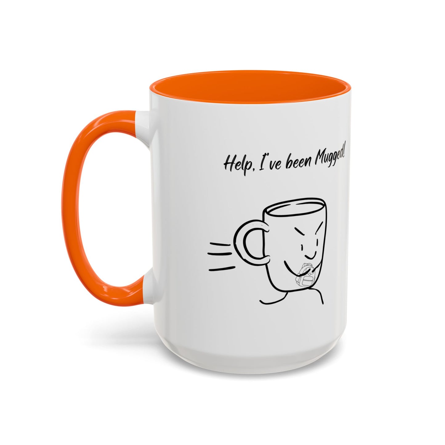 Mug — "Help, I’ve Been Mugged!" Funny Coffee Mug, Black Accent Ceramic Cup (11/15oz)