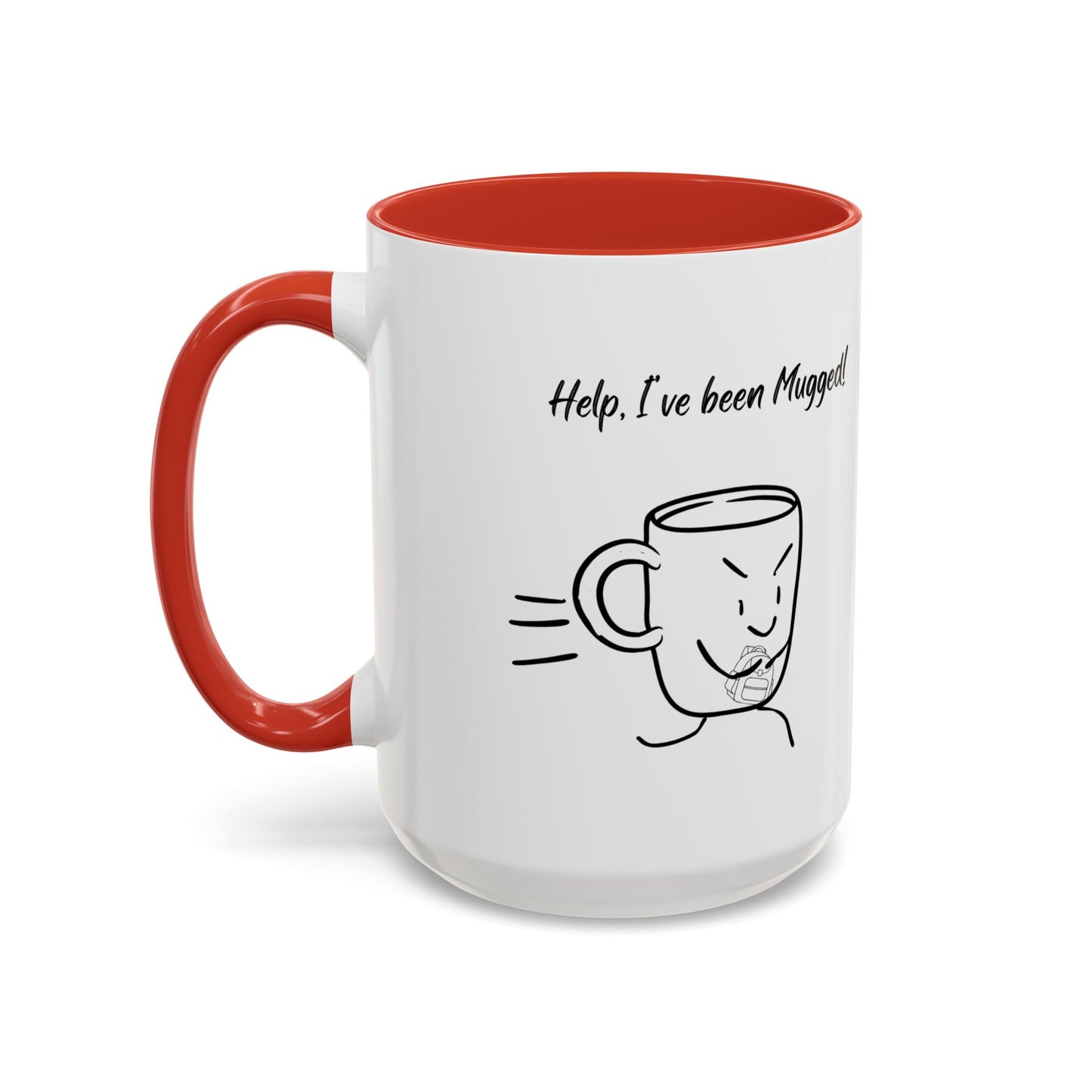 Mug — "Help, I’ve Been Mugged!" Funny Coffee Mug, Black Accent Ceramic Cup (11/15oz)