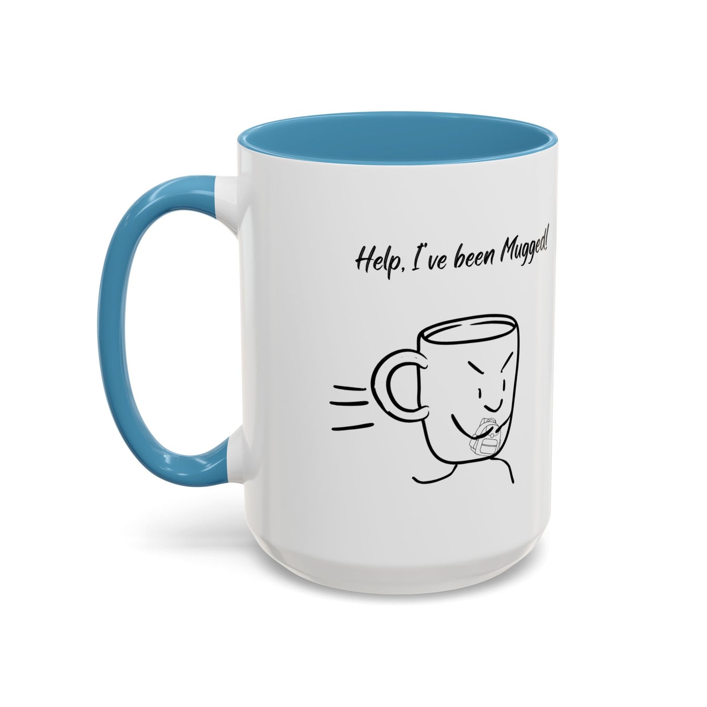 Mug — "Help, I’ve Been Mugged!" Funny Coffee Mug, Black Accent Ceramic Cup (11/15oz)