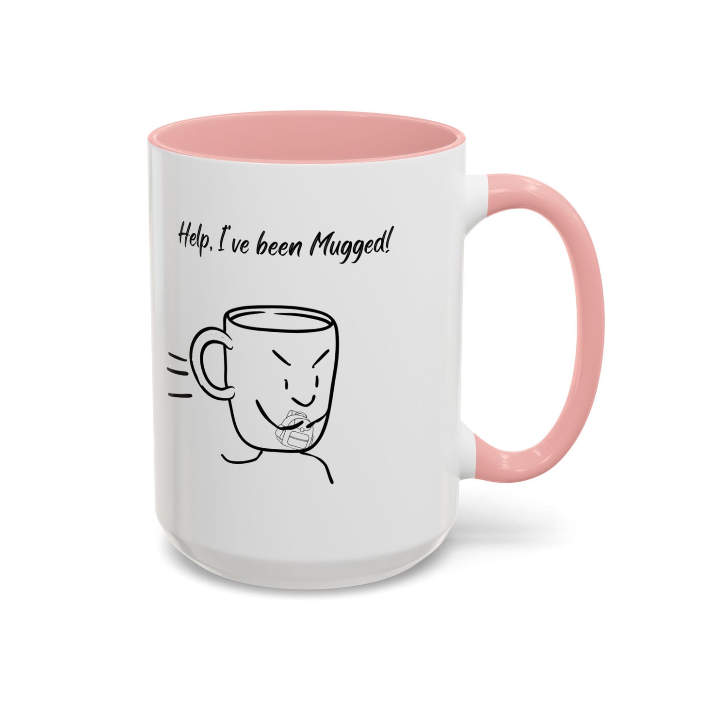 Mug — "Help, I’ve Been Mugged!" Funny Coffee Mug, Black Accent Ceramic Cup (11/15oz)